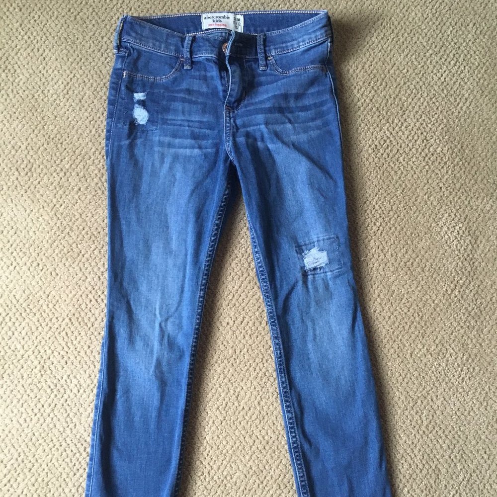Girls Blue Fake Ripped Jeggings - Abercrombie